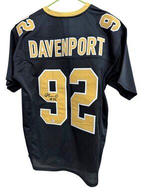 Marcus Davenport Autographed #92‎ Black & Gold Football Jersey XL